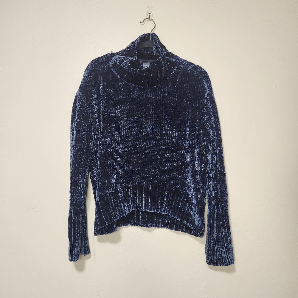 Chelsea & Theodore Chunky‎ Knit Turtleneck Sweater Blue Womens Size Small